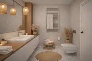 Łazienka minimalistyczna w stylu Boho